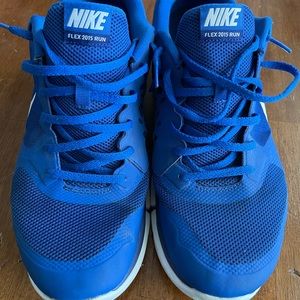 Blue Nike Flex Run shoes